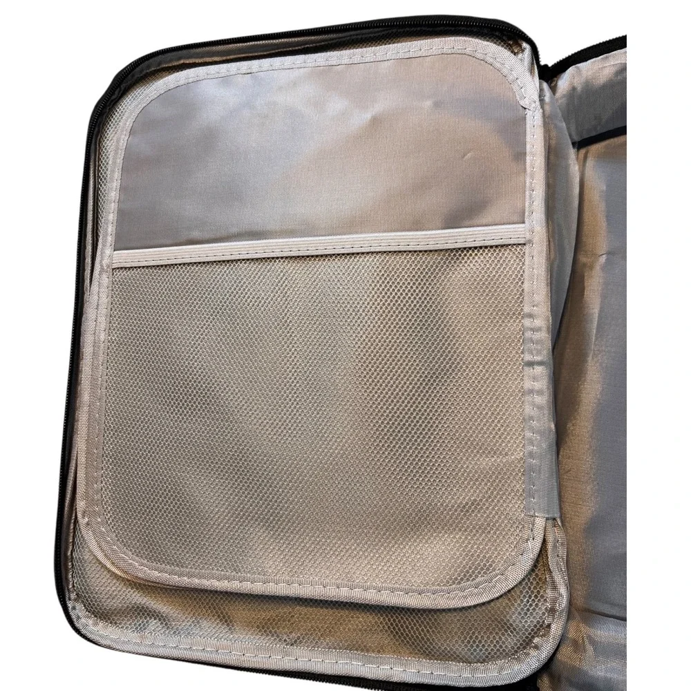 Lockable Travel Storage Organizer Case with Mesh Pockets & Handle – Black
